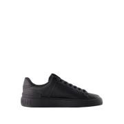 Zwarte Leren Court Sneakers Balmain , Black , Heren