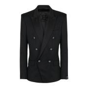 Wool blazer with double-breasted silver-tone buttoned fastening Balmai...