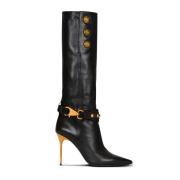 Leren Robin laarzen met gouden afwerking Balmain , Black , Dames