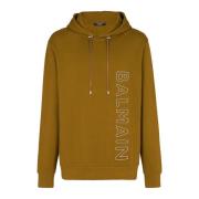 Hoodie van katoen met reflecterend logo Balmain , Green , Heren