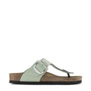 Leren Gesp Sliders Birkenstock , Green , Dames