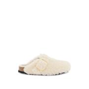 Shearling Boston Klompen met Grote Gesp Birkenstock , White , Dames