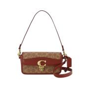 Bruine Coated Canvas Baguette Coach , Brown , Dames