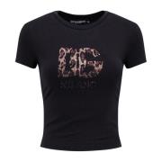 Animalier Monogram Katoenen T-Shirt Dolce & Gabbana , Black , Dames