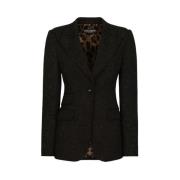 Tijdloze zwarte brokaateffect blazer Dolce & Gabbana , Black , Dames