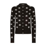 Zijde Wol Knoop-Cardigan Dolce & Gabbana , Black , Dames