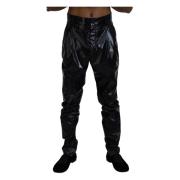 Zwarte Glanzende Nylon Skinny Herenbroek Dolce & Gabbana , Black , Her...