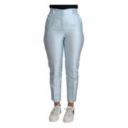 Lichtblauwe Hooggetailleerde Zijden Chino`s Dolce & Gabbana , Blue , D...