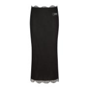 Chantilly Kanten Rok met Afneembare Voering Dolce & Gabbana , Black , ...