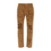 Biscuit Stretch Denim Jeans Dolce & Gabbana , Brown , Heren