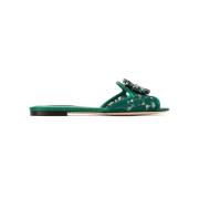Groene kristalversierde kanten sandalen Dolce & Gabbana , Green , Dame...