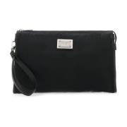 Zwarte stoffen clutch, Stijlvol model Dolce & Gabbana , Black , Heren