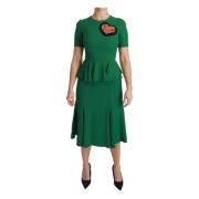 Speelse Heart Patch Mermaid Midi Jurk Dolce & Gabbana , Green , Dames