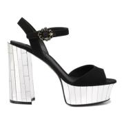 Hoge hak sandalen met enkelband Dolce & Gabbana , Black , Dames