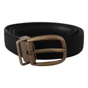 Zwart Grosgrain Leren Riem met Bronzen Metaal Dolce & Gabbana , Black ...