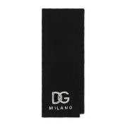 Zwart Logo-geborduurde Kasjmier Sjaal Dolce & Gabbana , Black , Heren