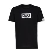 Zwart Katoenen T-Shirt met Logo Dolce & Gabbana , Black , Heren