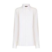 Witte Zijden Crepe-de-Chine Overhemd Dolce & Gabbana , White , Dames