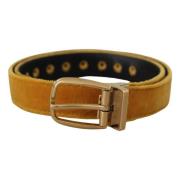 Mosterd Fluweel Gouden Logo Gesp Riem Dolce & Gabbana , Yellow , Dames