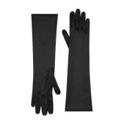 Zwarte Zijden Ellebooglange Handschoenen Dolce & Gabbana , Black , Dam...