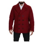Luxe Rode Double-Breasted Jas Dolce & Gabbana , Red , Heren