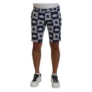 Blauwe Logo Print Chinos Shorts Dolce & Gabbana , Blue , Heren