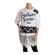 Mode Zondaar Katoenen Kant T-shirt Dolce & Gabbana , White , Dames