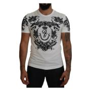 Witte Floral Crewneck T-shirt Dolce & Gabbana , White , Heren