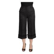 Zwarte brokaat cropped broek met hoge taille Dolce & Gabbana , Black ,...