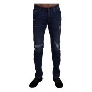 Blauwe Skinny Gescheurde Jeans Dolce & Gabbana , Blue , Heren