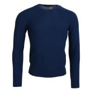 Blauwe Cashmere Rondehals Trui Dolce & Gabbana , Blue , Heren