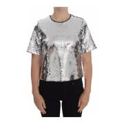 Zilveren Pailletten Blouse T-shirt met ronde hals Dolce & Gabbana , Gr...