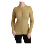 Gouden Langemouw Cardigan Trui Dolce & Gabbana , Yellow , Dames