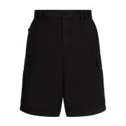 Zwarte Logo-Plaque Cargo Shorts Dolce & Gabbana , Black , Heren