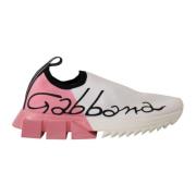 Witte Roze Slip-On Sneakers Dolce & Gabbana , White , Dames