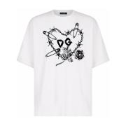 Iconisch DG Heart Zwart T-Shirt Dolce & Gabbana , White , Heren
