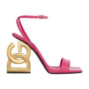 Stijlvolle Reptiel Hoge Hak Sandalen Dolce & Gabbana , Pink , Dames