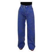 Blauwe Tie Dye Hoge Taille Denim Jeans Dolce & Gabbana , Blue , Dames