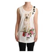 Witte Hond Bloemenprint Tank Dolce & Gabbana , White , Dames