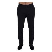 Zwarte Wol Chino Formele Broek Dolce & Gabbana , Black , Heren