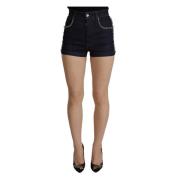 Blauwe Denim Crystal Hot Pants Shorts Dolce & Gabbana , Blue , Dames