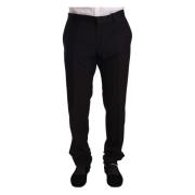 Zwarte Wol Formele Tuxedo Broek Dolce & Gabbana , Black , Heren