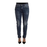 Blauwe Wash Skinny Denim Stretch Jeans Dolce & Gabbana , Blue , Dames