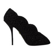 Zwarte Cordonetto Ricamo Pump Open Teen Schoenen Dolce & Gabbana , Bla...