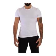 Witte Ronde Hals Katoenen Stretch T-shirt Dolce & Gabbana , White , He...