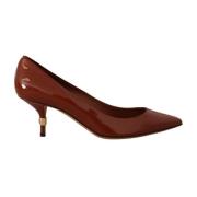 Bruine Patent Leren Kitten Heels Pumps Dolce & Gabbana , Brown , Dames