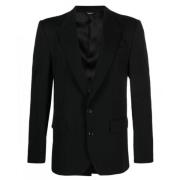 Zwarte Single-Breasted Blazer met Peak Revers Dolce & Gabbana , Black ...