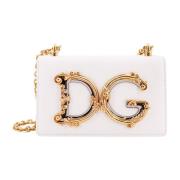 Leren Schoudertas met Metalen Monogram Dolce & Gabbana , White , Dames