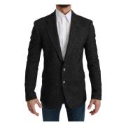 Grijze Geruite Slim Fit Jas Blazer Dolce & Gabbana , Gray , Heren