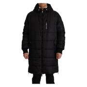 Prachtige Zwarte Nylon Hooded Parka Jas Dolce & Gabbana , Black , Here...